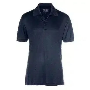 Schwarzes Polo-Shirt kurzarm, klassische Passform, medizinische Arbeitskleidung, Vorderansicht