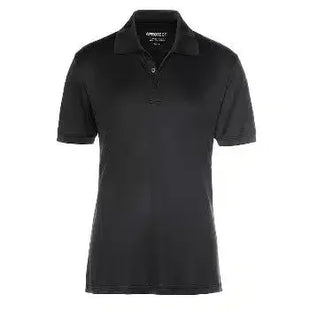 Schwarzes Poloshirt für Beruf und Hygiene, kurzärmlig, klassischer Schnitt, Vorderansicht