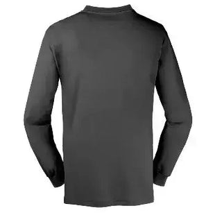 Schwarzes Langarmshirt aus Baumwolle, Rückansicht, ideal für Berufsbekleidung im Hygienebereich