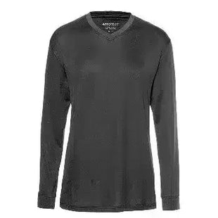 Schwarzes Langarmshirt mit V-Ausschnitt, geeignet für Hygiene-, Schutz- und Medizinbereich