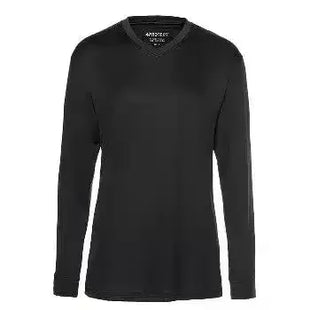 Schwarzes Herren-Langarmshirt mit V-Ausschnitt, hygienisch, medizinisch geeignet