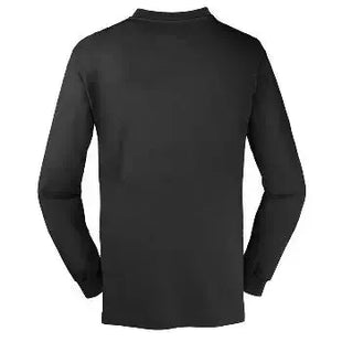 Schwarzes Langarmshirt für Damen und Herren, hygienisch, unisex, Rückansicht, medizinische Arbeitskleidung