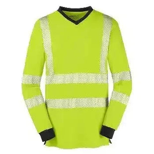 Warnschutz Pullover langarm, fluoreszierend gelb mit reflektierenden Streifen für Arbeitsschutz