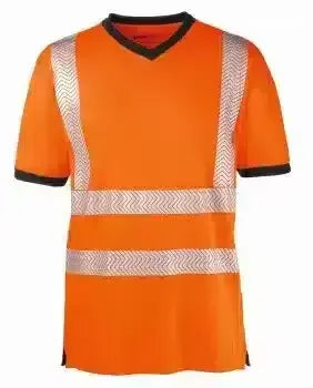 Warnschutz T-Shirt orange mit reflektierenden Streifen, Sicherheitsbekleidung für Arbeitsschutz