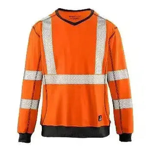 Warnschutzpullover orange mit reflektierenden Streifen, Sicherheitskleidung für Arbeitsschutz