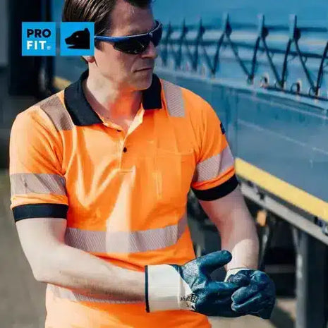 Warnschutz Poloshirt, neonorange, mit UV-Schutz L