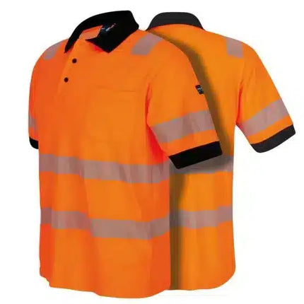 Warnschutz Poloshirt, neonorange, mit UV-Schutz L