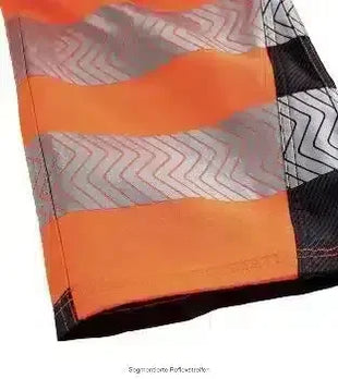 Reflektierendes Warntextil mit orange-silbernen Streifen und Zickzack-Muster, Sicherheitszubehör