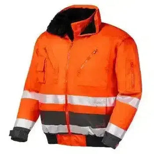 Warnschutzjacke orange mit Reflektoren, Arbeitsjacke für Sicherheit und Sichtbarkeit