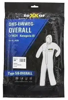 TeXXor SMS Einweg-Overall Typ 5/6, Schutzanzug Verpackung, medizinischer Einwegbekleidung