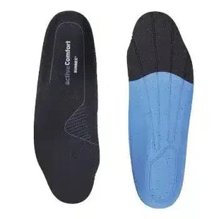 Orthopädische Einlegesohlen schwarz-blau, ergonomisch, stoßdämpfend, Hygiene, Fußkomfort