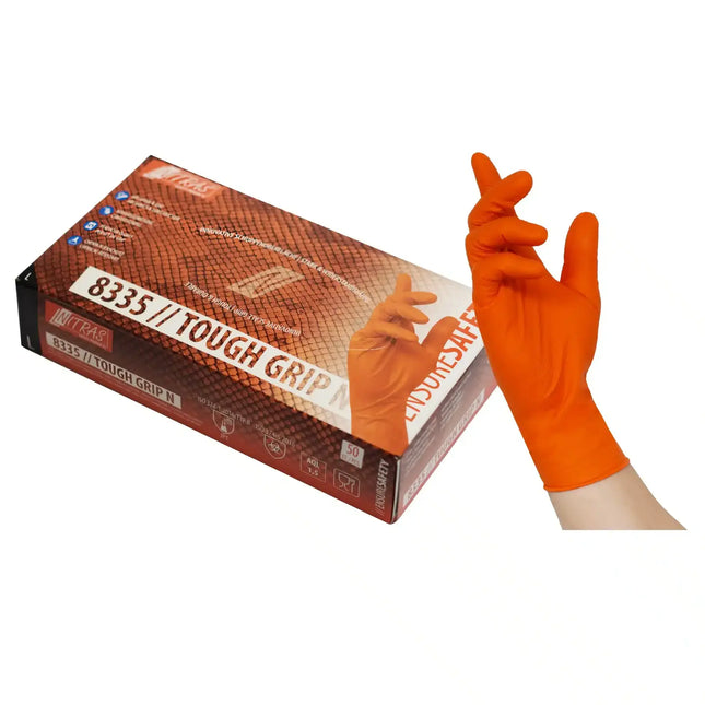 NITRAS TOUGH GRIP N | Nitrilhandschuhe mit Grip | orange | 50 Stück