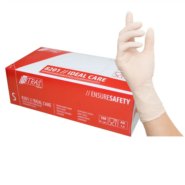 NITRAS IDEAL CARE, Latex-Einmalhandschuhe,