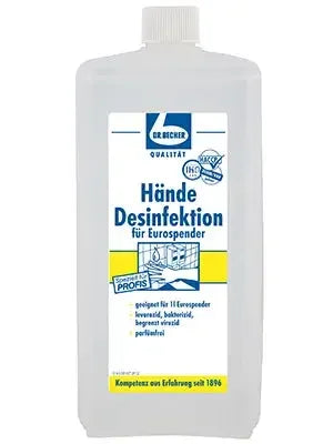 Flasche Dr. Becher Hände Desinfektion, antibakteriell, für Eurospender, hygienisch, 1 Liter