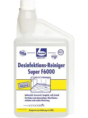 Desinfektions-Reiniger Super F6000 Flasche, Flächendesinfektionsmittel für Profis, etikettiert