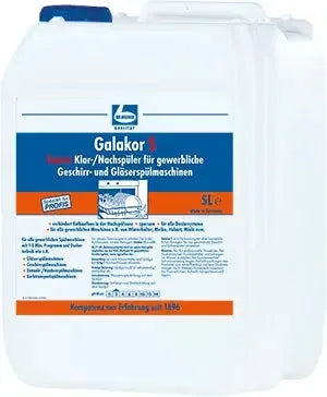 Kanister mit Galakor Klarspüler für gewerbliche Geschirrspülmaschinen, 5 Liter