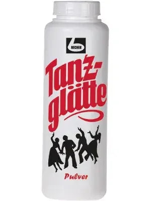 Rechteckige Dose Reicher Tanzglätte Pulver mit rotem Schriftzug und tanzenden Silhouetten, Tanzboden-Pflegeprodukt