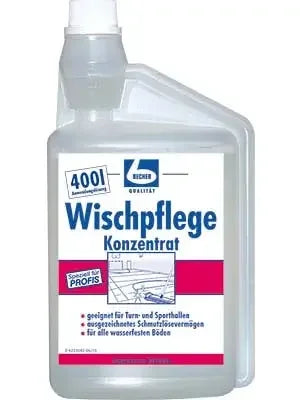 Reinigerflasche mit Aufschrift Wischpflege Konzentrat, geeignet für professionelle Bodenreinigung.
