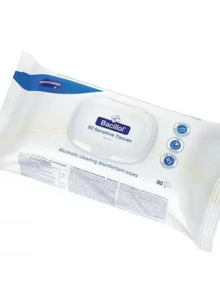 Bacillol 30 Sensitive Tissues Desinfektionstücher, 80 Stück, alkoholische Reinigungstücher