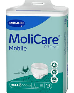 MoliCare Mobile Premium Inkontinenzhose Größe L, 14 Stück, Packung Ansicht, Hygieneprodukt
