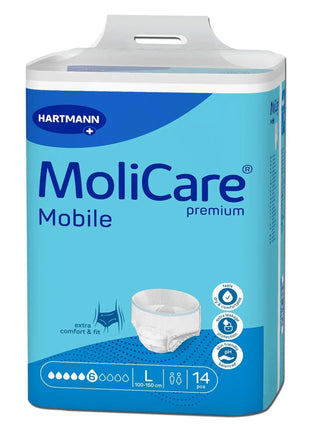 MoliCare Mobile Premium Inkontinenz Pants Größe L, 14 Stück, blaue Verpackung, Hygieneprodukt