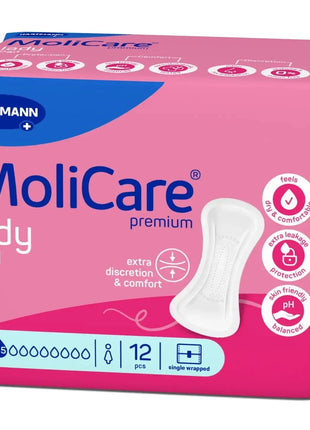 MoliCare Lady Premium Slipeinlagen, 12 Stück, Einlagen für Damen, diskret, extra Auslaufschutz