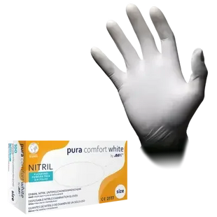 Weiße Nitril Einweghandschuhe, medizinisch, puderfrei, mit Verpackung, Hygienebedarf