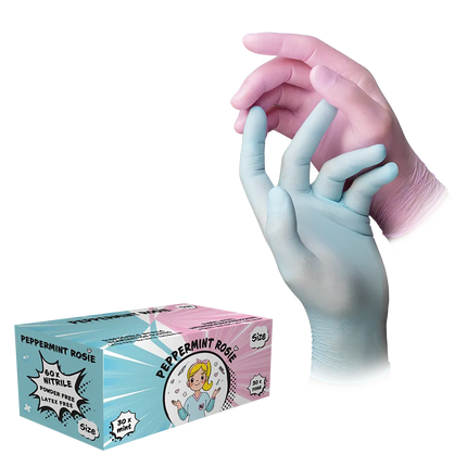 farbenfrohe Nitrilhandschuhe in Mint & Rosa