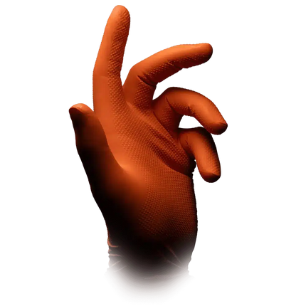 Extra starke und volltexturierte Nitrilhandschuhe in Orange