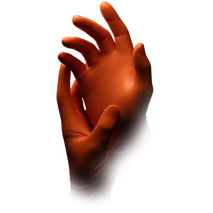 Extra starke und volltexturierte Nitrilhandschuhe in Orange
