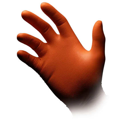 Extra starke und volltexturierte Nitrilhandschuhe in Orange