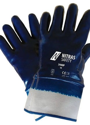 NITRAS Baumwoll-Nitrilhandschuhe 3440 in weiß/blau