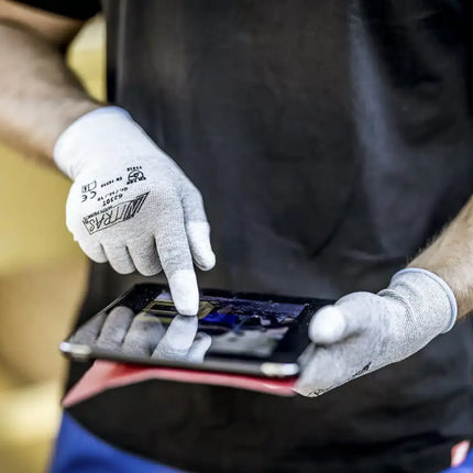 NITRAS PU-Antistatikhandschuhe 6230T in grau/weiß