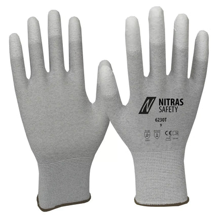 NITRAS PU-Antistatikhandschuhe 6230T in grau/weiß