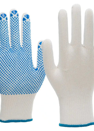 NITRAS Strickhandschuhe 6100 in weiß/blau