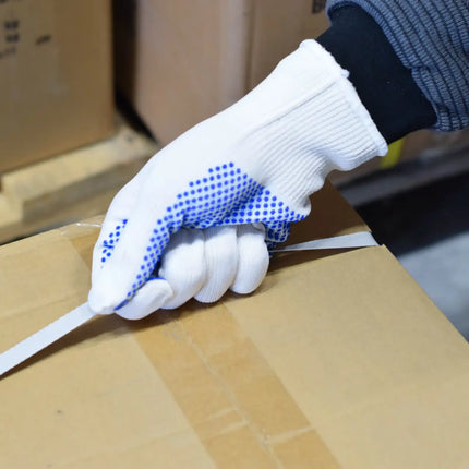 NITRAS Strickhandschuhe 6100 in weiß/blau