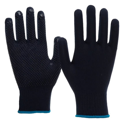 NITRAS Strickhandschuhe 6101 in blau mit PVC-Noppen