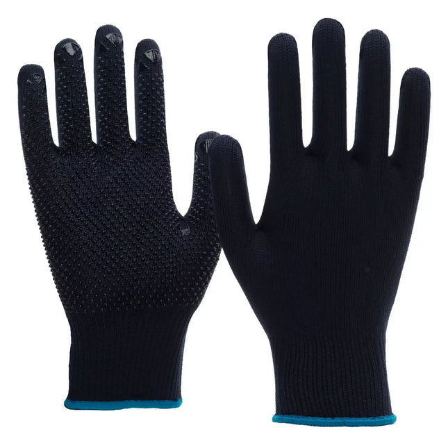 NITRAS Strickhandschuhe 6101 in blau mit PVC-Noppen