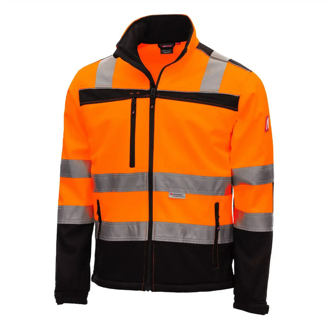NITRAS MOTION TEX VIZ Warnschutz-Softshelljacke 7170 in neonorange/schwarz
