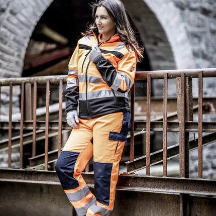 NITRAS MOTION TEX VIZ Warnschutz-Softshelljacke 7170 in neonorange/schwarz