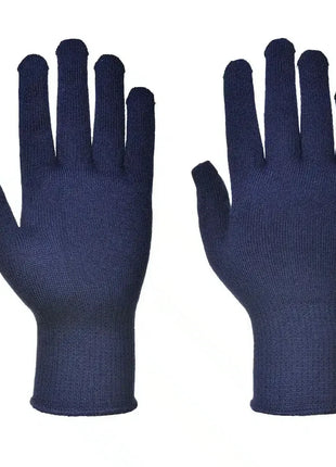Dunkelblaue textile Handschuhe für Hygiene, Schutz und Medizin, Paar, freigestellt