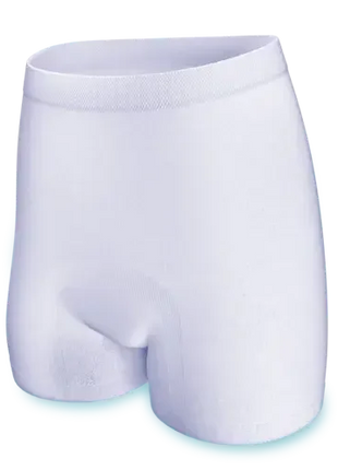 Weiße Fixierhose für Inkontinenz, nahtlos, elastisch, hygienisch und hautfreundlich