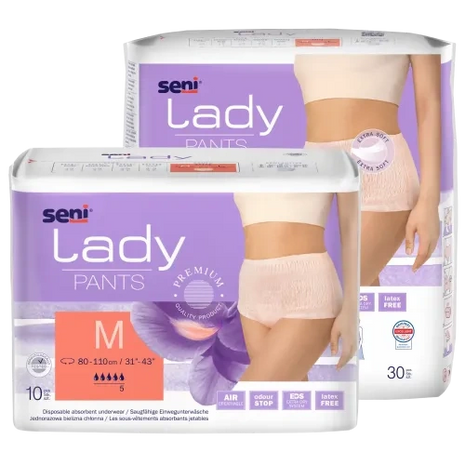 Seni Lady Pants Inkontinenzhosen Größe M, latexfrei, mit Luftzirkulation und Geruchsschutz für optimale Pflege
