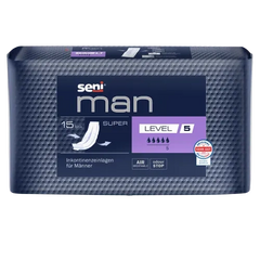 Seni Man Super Inkontinenz-Einlagen für Männer, Level 5, 15 Stück, mit Air & Odour Stop