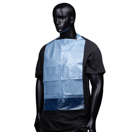 Blauer Einweg-Schutzschürze für Pflege und medizinische Anwendung, wasserdicht und hygienisch