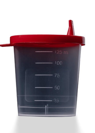 AMPri Urinbecher mit Schnappdeckel graduiert rot 125 ml 500 Stück