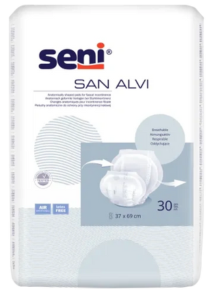 Seni San Alvi Inkontinenzpad, atmungsaktiv, latexfrei, 30 Stück, 37 x 69 cm für professionelle Pflege