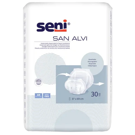Seni San Alvi Inkontinenzpad, atmungsaktiv, latexfrei, 30 Stück, 37 x 69 cm für professionelle Pflege