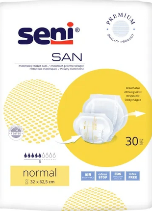 Seni SAN Inkontinenzvorlagen normal, atmungsaktiv, latexfrei, 30 Stück, für Pflege und Homecare