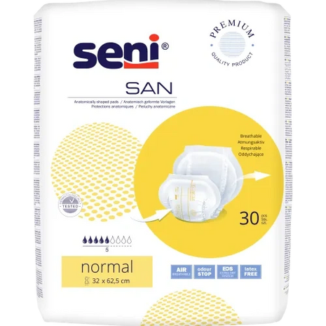 Seni SAN Inkontinenzvorlagen normal, atmungsaktiv, latexfrei, 30 Stück, für Pflege und Homecare